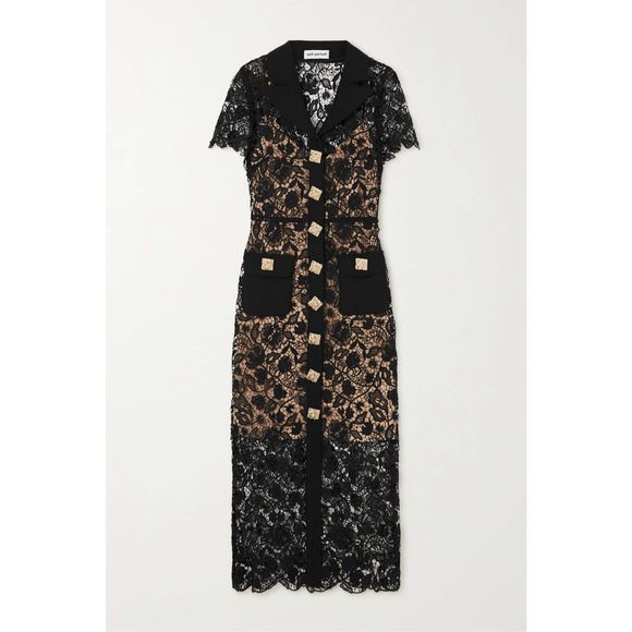 Self-Portrait Dresses & Skirts - SELF-PORTRAIT Guipure lace midi shirt dress